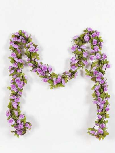 Rattan Air Conditioner Pipe Cover, Plastic Ceiling Hanging Fake Rose Vine & Leaves Decor