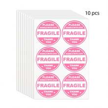 10pcs Pink Fragile Warning Stickers, 16.5x11cm PVC Non-Adhesive Flat Fragile Transport Labels, Handle With Care - 10 Pink Fragile Warning Stickers - View 12