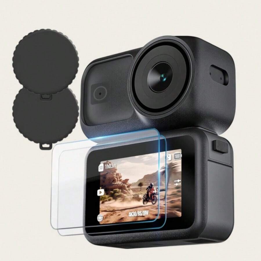 适用于 OSMO NANO 的 4 合 1 相机保护套装（2 片钢化玻璃屏幕保护膜 + 2 个硅胶镜头盖） - 防刮高透光相机配件，适用于 OSMO NANO - 9H 硬度钢化玻璃屏幕保护膜可有效防止钥匙或硬币刮伤，可拆卸硅胶镜头盖 - 柔软灵活的硅胶盖为镜头提供额外保护，易于安装