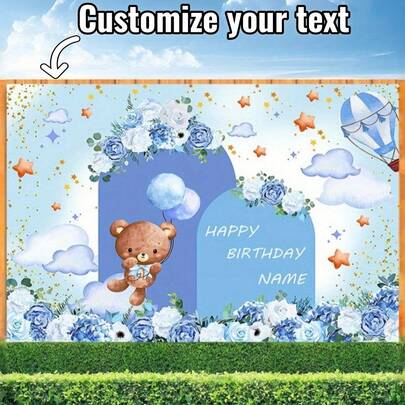 Phông nền tiệc cá nhân hóa, phông nền tên, phông nền chữ tùy chỉnh, phông nền khinh khí cầu với bầu trời xanh và mây trắng, phông nền chụp ảnh theo chủ đề tiệc tùng, biểu ngữ tiệc sinh nhật, đồ trang trí tiệc cho các sự kiện gia đình.