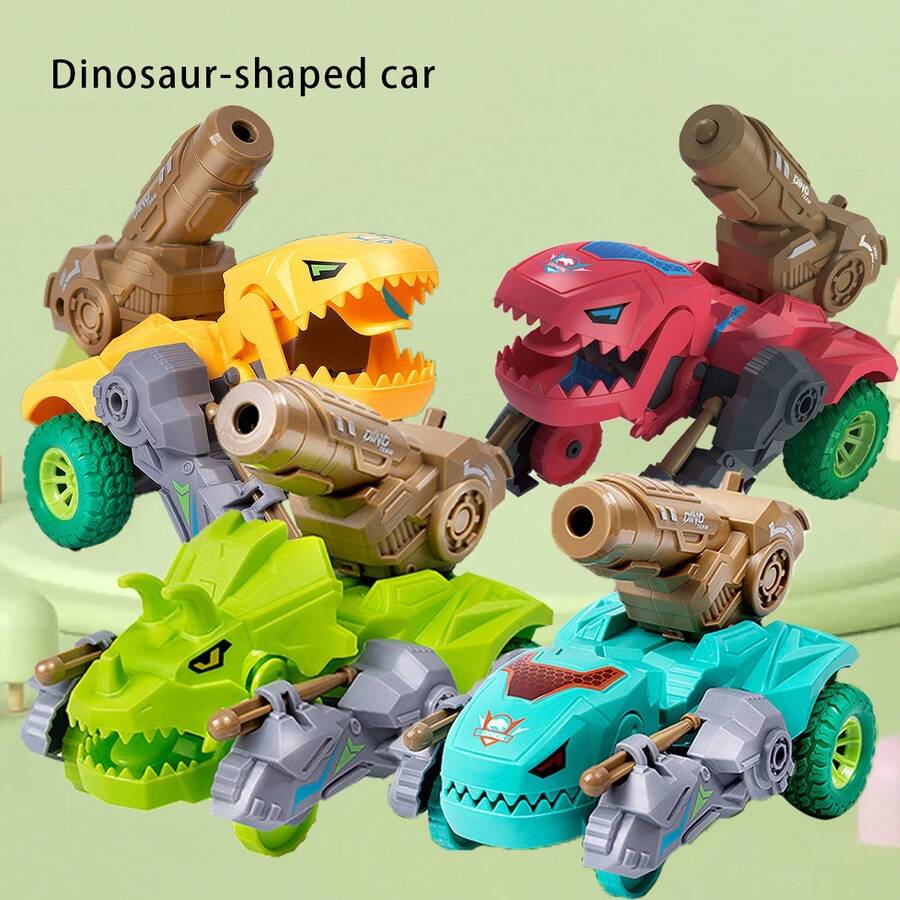 Juguete de coche transformable de dinosaurio con lanzamiento por inercia sin batería, puede transformarse en Triceratops, incluye modo de coche y modo de dinosaurio, juguete interactivo adecuado para niños