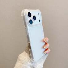 气囊防摔手机壳，磨砂半透明白色，兼容苹果 11/13/14/15/16/17、三星 Galaxy S26U/S25/24P/A56/16/26、Note 14/15/13/11 Pro，极简全包保护壳 - 無色 - 查看 3