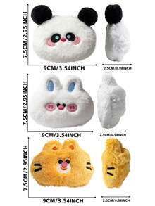3/6/9pcs Cartoon Animal Plush Powder Puffs - Panda, Rabbit, Tiger Plush Powder Puffs, Non-Clumping Easy To Apply, Professional Setting Makeup Tool For Loose Powder/Compact Powder, Suitable For Beginners And Makeup Enthusiasts - Multicolor - View 3