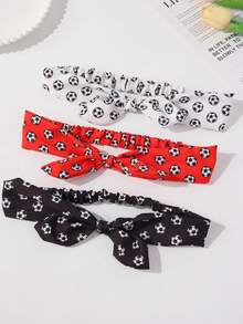 3 piezas Diademas con lazo con estampado de fútbol de la Copa Mundial de estilo minimalista casual para niñas - Multicolor - Ver 7