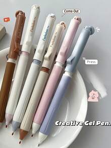 Bộ 6 bút bi gel hình mèo dễ thương Kawaii, ngòi ST khô nhanh, mực đen, cán mềm, thiết kế trò chơi trốn tìm vui nhộn, viết trơn tru, thích hợp cho học sinh, văn phòng phẩm, quà tặng cho trẻ em, luyện viết chữ. - Nhiều màu - Xem 9