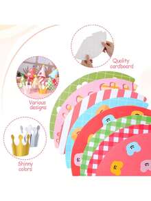 11/4/1pc-Mini Party Hats, Birthday Cone Hats For Stuffed Animals And Pets,9 Paper Cones And 2 Crowns, DIY Assembly With Pom Poms, Cute Cherry Design.(1/4/11pcs) - A - View 6