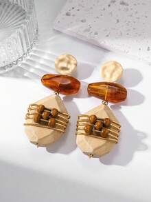 New Fashionable Exaggerated Acrylic Earrings, Elegant Hollow Round Pendant Earrings, Niche Design - Multicolor - View 14