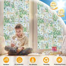 Window Privacy Film Stain Glass Window Film Rainbow Window Film Window Clings Non-Adhesive Reusable Ornamental For Bedroom (Leaf Rainbow, 17.5 X 78.7 In) - 黛西彩虹 - 查看 3