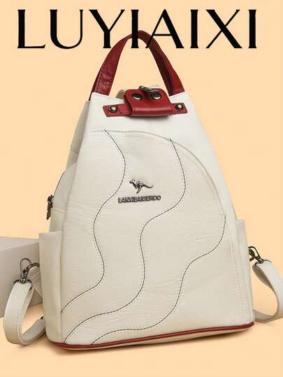 女士真皮双肩包 拉链女式胸包 旅行背包 女士背包 青少年女孩书包 Sac A Dos