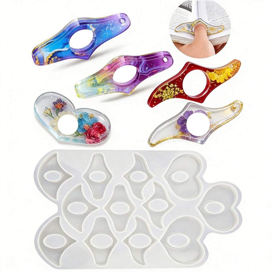 1pc Resin Finger Bookmark Mold, 12 Cavity Epoxy Casting Resin Bookmark Mold, Finger Thumb Book Page Clip Resin Music Note Clip Book Accessory, For Handmade DIY Reading Lovers - Milky White/silicone - View 1