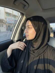 1pc Rhinestone Embellished Chiffon Muslim Scarf - Black - View 2