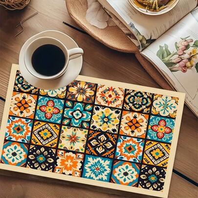1pc Linen Placemat, Checkered Pattern, Breakfast Placemat, Coffee Mat, Bowl Pad, Kitchen Accessory, Easy To Clean Dining Mat, Suitable For Home, Restaurant, Restaurant Decor, Holiday Gift, Gift For Friends, Multi-Piece Set