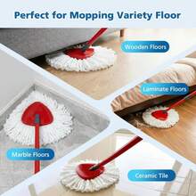 Spin Mop Replacement Head Spin Mop Refills Compatible With O Ceda EasyWring 1-Tank System, 2 Microfiber Spin Mop Head, 1 Triangle Mop Base Head And 4-Section Iron Mop Handle 30-58in For 1 Tank System - ColorA - 查看 8