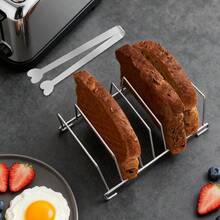 半件套不锈钢吐司架，带心形糖夹、面包展示架和食物夹，厨房用具，适合早餐、烘焙和返校季使用 - - - 查看 4