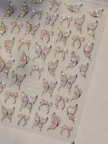 1pc Shiny Butterfly Nail Art Sticker, Delicate Butterfly Nail Sticker, DIY Thin Hard Nail Decoration Sticker - Multicolor - View 3