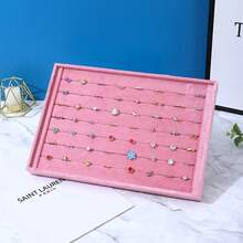 1pc Pink Velvet Stackable Jewelry Organizer Tray, Storage & Display Rack For Earrings, Rings, Necklaces And Bracelets - Pink - View 12