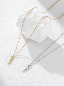 TEAMER 1 chiếc mặt dây chuyền hình quả ớt bằng thép không gỉ, họa tiết 3D, món quà sáng tạo dành cho bạn bè. - Chuỗi đơn giản - Xem 2