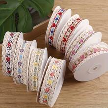 Dây ren thêu in họa tiết, rộng 2,5cm, dài 1/5 yard, thích hợp để làm nơ thủ công, phụ kiện đội đầu, quần áo, giày dép, mũ, phụ kiện, bao bì hoa và may vá cho người mới bắt đầu. - Nhiều màu B - Xem 5