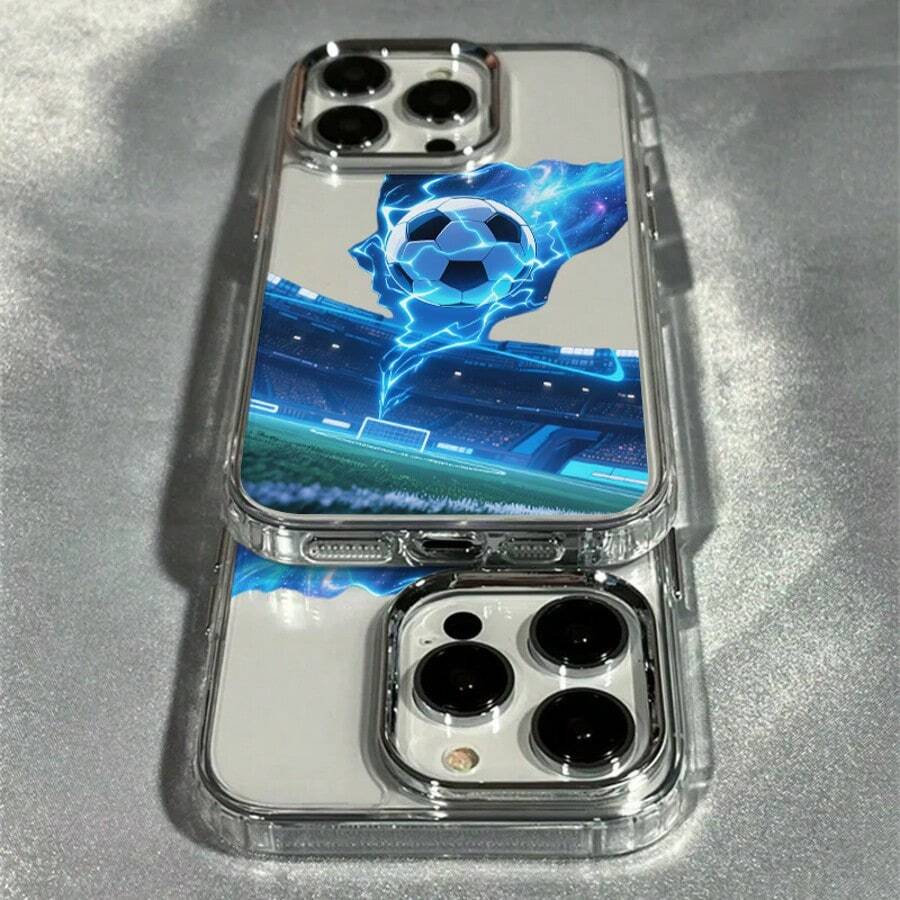 1个炫酷蓝光足球软壳,适用于 17、16、15、14、13、12、11 Pro Max、AIR 14、15、16 Plus - 彩色 - 查看 1