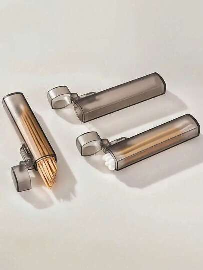 3pcs Portable Transparent Plastic Toothpick Cotton Swab Storage Box | Sealed Travel Storage Box | Small Desktop Organizer Suitable For Camping Outdoor Use, Portable Storage | Modern Minimalist Style | Transparent Plastic Container Box, Cosmetic Bag, Toiletry Bag, Desktop Storage, Cosmetic Bag, Cosmetic Bag, Cosmetic Storage, Cosmetic Supplies, Cosmetic Bag, Jewelry Box, Small Pouch, Makeup Brush Storage, Perfume Storage, Small Box