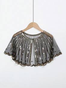 1件夏季重工串珠亮片蕾丝轻薄披肩，适合晚礼服 - 彩色 - 查看 2