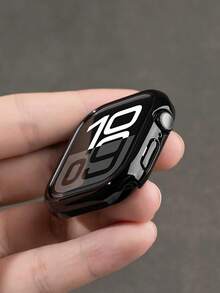 1pc Glossy Black Bumper Case Compatible With Apple Watch, Hard PC Scratch Resistant Protective Frame For Watch Series SE/9/8/7/6/5/4/10/11 - Black - View 2