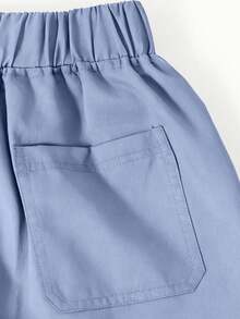 1pc Teen Boys Outdoor Casual Fashionable Comfortable Drawstring Pants, Versatile For Spring/Autumn - Dusty Blue - View 6