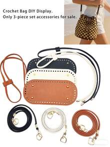 3 piezas Kit de fabricación de billetera DIY, incluye cadena, base de bolso de cubo de cuero PU y correa para el hombro, accesorios de bolso de ganchillo - Multicolor - Ver 12