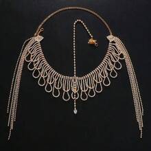 Women's Luxury Tassel Crystal Headchain, Multi-Layer Crystal Forehead Chain Headband, Retro Fashion Hair Accessory - Gold - View 7