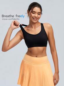 Tender Angel Women Sports Bra, Removable Padded, Minimalist Racerback Design, Suitable For Yoga, Running, Fitness - Black - View 2