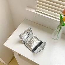 2 件套亮面金银鳄鱼纹压花钱包卡包，优质材料，实用百搭 - 金色 - 查看 5