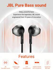 Tune 205 Wired In-Ear Earphones, Legendary JBL Pure Bass Sound, Lightweight Ergonomic Fit For All-Day Comfort, In-Line Mic & Remote For Calls Music Control, Versatile For Daily Commute & Light Workout - View 6