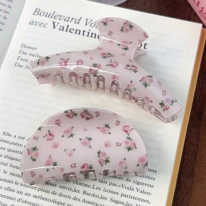 2pcs Rose Elegant Hair Claw Clips, Suitable For Daily Use, Home, School, Beach, Work, Party, Holiday, Birthday, Back To School, New Year, Valentine's Day, Mother's Day, Christmas, Wedding, Music Festival, Graduation, Spring/Summer,Travel