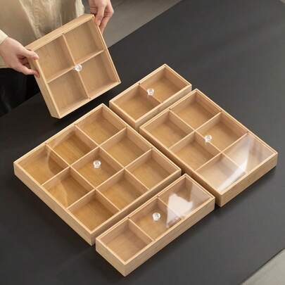 Plato de aperitivos con compartimentos - Caja de almacenamiento multicompartimento, crea una sensación cálida y texturizada, las secciones separadas evitan la contaminación cruzada de los alimentos, adecuado para frutas, frutos secos, galletas, reuniones familiares, descansos para el té, una herramienta de servicio ordenada y elegante