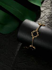 1件装极简几何图案黑色滴油手链（女士款） - 黑色 - 查看 2