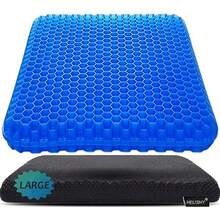Gel Seat Cushion Large Cooling Gel Cushion Breathable Honeycomb Chair Pads Gel Cushion with Non-Slip Cover for Home Office Chair Car Seat Wheelchair Absorbs Body Pressure Points As Seen on TV - Azul - Ver 1