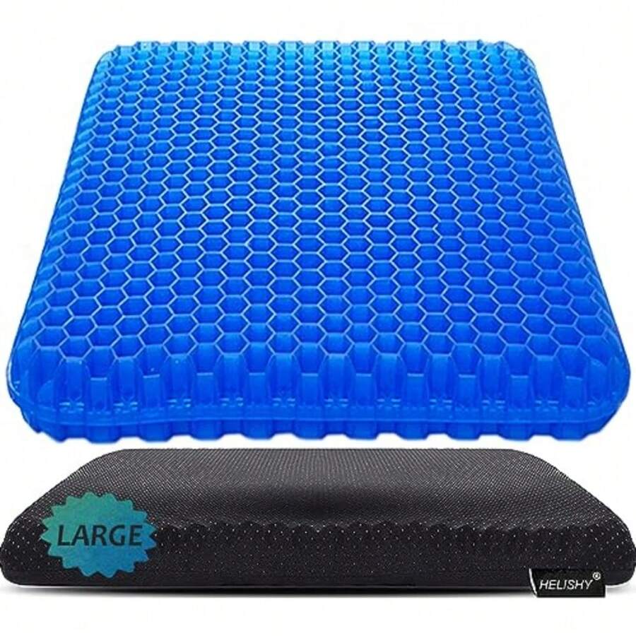 Gel Seat Cushion Large Cooling Gel Cushion Breathable Honeycomb Chair Pads Gel Cushion with Non-Slip Cover for Home Office Chair Car Seat Wheelchair Absorbs Body Pressure Points As Seen on TV - Azul - Ver 1