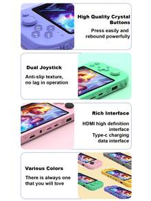 1 máy chơi game cầm tay HD 5.1 inch, tích hợp hơn 20.000 trò chơi, hỗ trợ 13 trình giả lập, chip mã nguồn mở, chế độ TV/nhiều người chơi, thiết bị chơi game di động cổ điển với khe cắm thẻ TF và cổng Type-C, thời lượng pin dài. - Xem 12