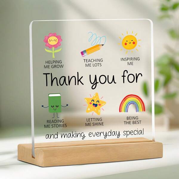 1pc Acrylic Decoration, For Expressing Gratitude To Teachers - An Excellent Gift To Express Appreciation, Suitable For Farewell Occasions Of Educators, With Removable Protective Film, Great For Gifting To Bosses, Teachers And New Teachers