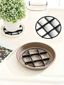 1/3/6pcs Plaid Pattern Plant Pot Tray, Round Plant Care Tray, Durable Plastic Plant Pot Pad, Pot Support, Breathable Round Drainage Rack, Breathable Anti-Rot Plant Pot Tray With Drainage Holes, Suitable For Indoor & Outdoor Potted Plants Nursery Rack, Indoor Gardening Essential Tray, Requires Assembly - Multicolor - View 6