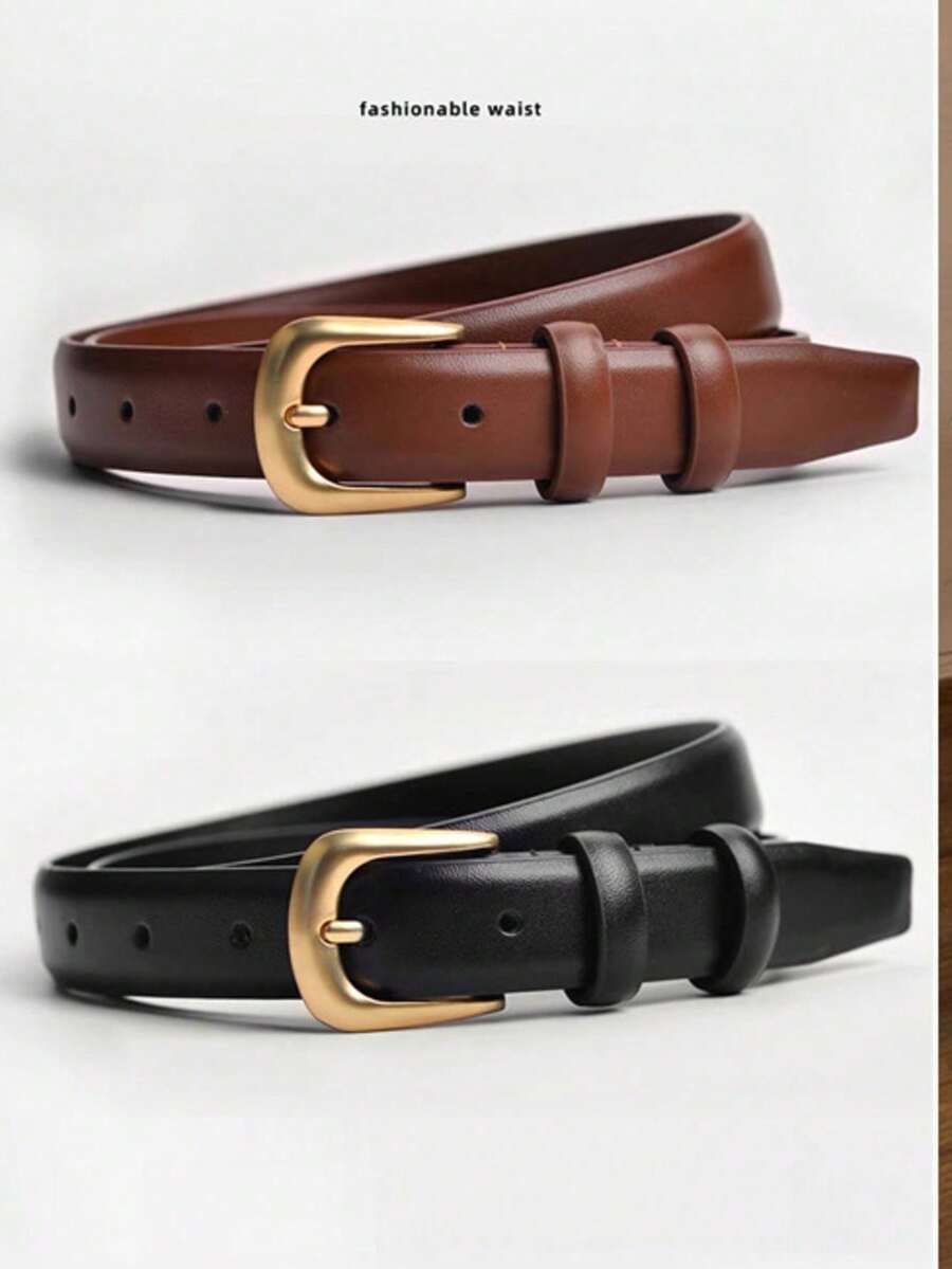 1/2pcs Women's Fashion Belt, Elegant Pin Buckle Waist Belt, Suitable For Party, Business Casual, Valentine's Day Gift, Summer, Autumn, Halloween And Other Occasions - Multicolor - View 1