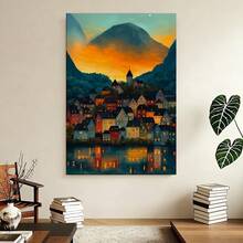 Con marco 1 Pieza, 2D, La Casa Colorida, Pintura Al Óleo, Póster, Decoración De Pared, Sala De Estar, Comedor, Garaje, Oficina, Bar, Patio, Pintura Decorativa, Marco De Madera Sólida, 11,81 X 17,72 Pulgadas - Enmarcado - Ver 4