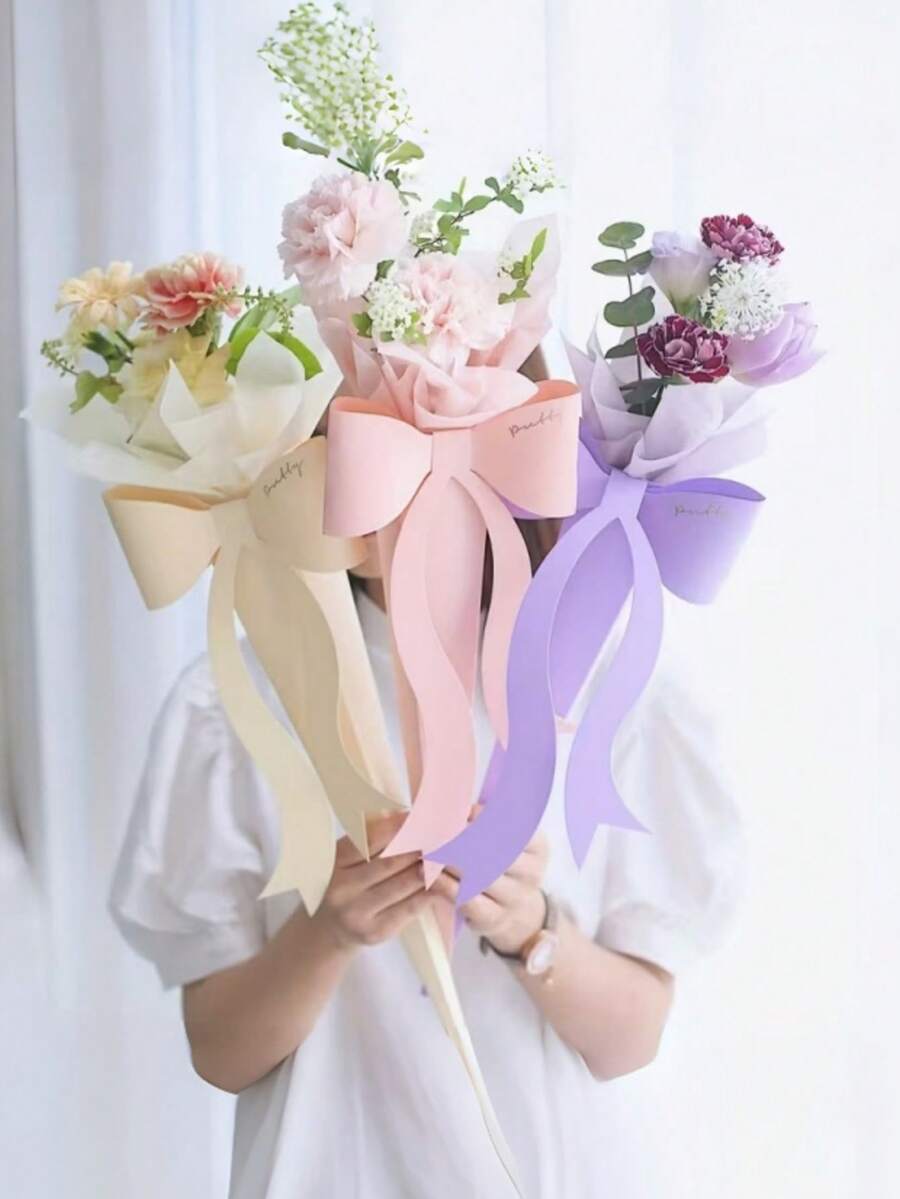 Hộp quà hoa hồng đơn hình nơ (10 chiếc), hộp hoa ngày Valentine, túi quà sự kiện, hộp hoa giấy Kraft, túi đựng hoa, thích hợp làm quà tốt nghiệp, quà Ngày của Mẹ, v.v. - nơ - Xem 1