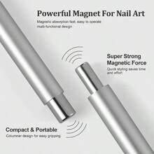 二合一猫眼美甲凝胶指甲油磁性棒套装，长铝柄强磁钢球美甲工具，多功能强力磁性猫眼凝胶指甲油笔，可拆卸美甲工具，适合家庭DIY和美甲沙龙使用 - 彩色 - 查看 8