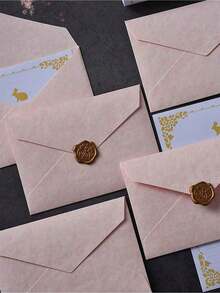30 piezas Sobres con diseño de hojas de árbol, Juego de papelería, Sobres de unicolor, Sobres para tarjetas de boda, Sobres para invitaciones, Suministros de oficina - Talla única: sobre rosa flor de cerezo - Ver 1