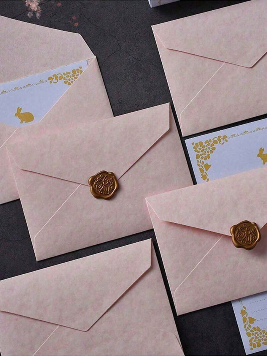30 piezas Sobres con diseño de hojas de árbol, Juego de papelería, Sobres de unicolor, Sobres para tarjetas de boda, Sobres para invitaciones, Suministros de oficina - Talla única: sobre rosa flor de cerezo - Ver 1