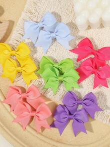 10个柔和大地色系缎带发夹，淡奶油色蝴蝶结发卡，适合日常佩戴和上学场合 - 混合色 - 查看 3
