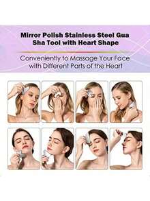 1个不锈钢刮痧板，适用于面部按摩/下颌线塑形/全身按摩和肌肉放松。刮痧可打开身体毛孔和汗腺，促进排毒和血液循环，舒缓经络，减少脂肪堆积，塑造体型，缓解酸痛和疲劳。可在家庭/SPA/美容院/校园/办公室/旅行中使用——面部和身体护理按摩工具。美容、按摩放松、护肤工具、美容师用品。 - A - 查看 6