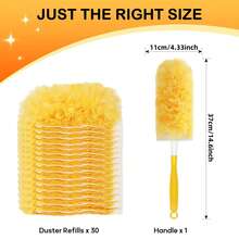 30pcs Replacement Dusting Refills, Compatible With Dusters Cleaning, Includes 1 Handle Disposable Dusting Refills, 360 Dusting Duster Cleaning Kit For Ceiling Fans, Blinds, Furniture - Orange Color - View 3