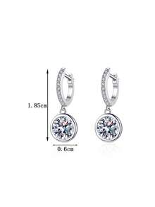 2只925银0.5克拉莫桑石耳环，适合女性日常佩戴、参加派对、度假、母亲节、结婚纪念日、生日等场合的珠宝礼物 - 銀色 - 查看 3